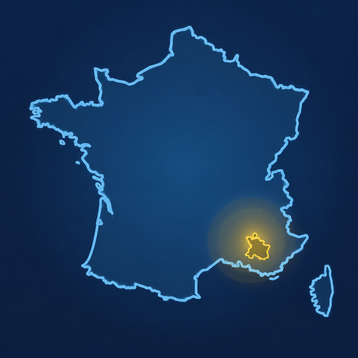 Carte de France avec le Vaucluse mis en lumière